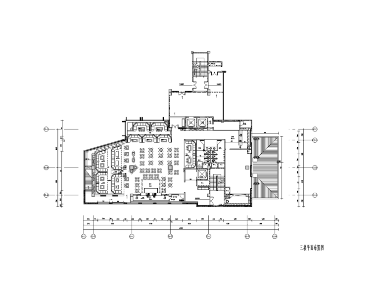 wix酒吧CAD室内设计施工图（含效果图）-wix三楼平面布置图