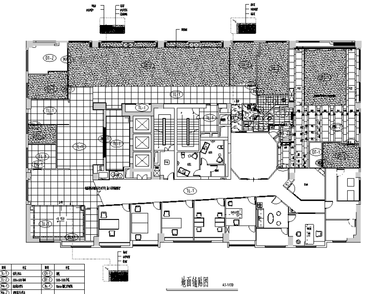 中式禅意风格意境办公空间设计施工图（附效果图）-地面铺砖图