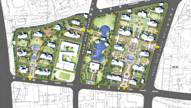 [上海]方兴闸北大都会风格国际社区概念设计文本（PPT+77页）-总平面图