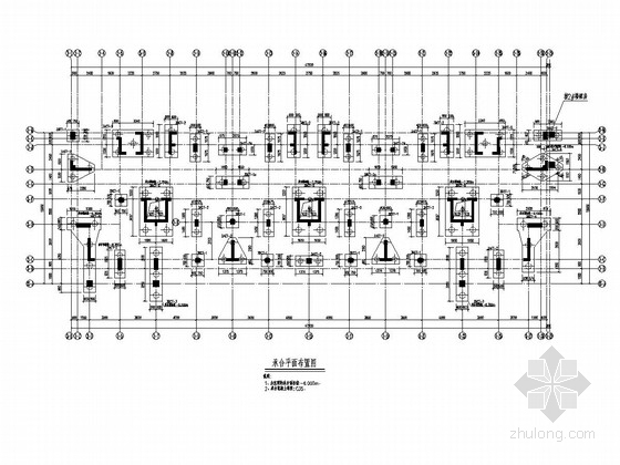 [浙江]两栋地上11层框架剪力墙结构住宅楼结构施工图-4#承台平面布置图 