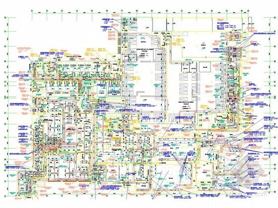 [西北]高层5A国宾馆空调通风系统设计施工图（机房 人防 大院设计）-负二层空调水管平面 