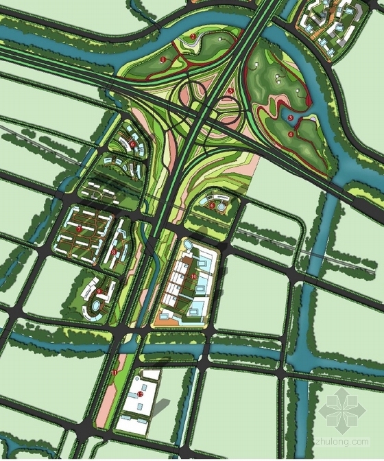 [浙江]滨水景观大道规划设计方案-分区平面图