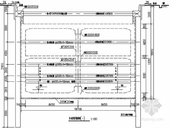 混凝土墙剖面详图资料下载-地下两层车站围护与主体结构标准断面剖面详图