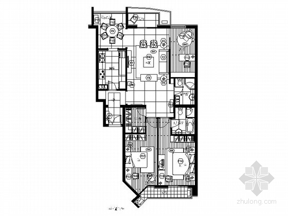 洋房小区案例资料下载-[北京]洋房小区现代高档三居室装修图
