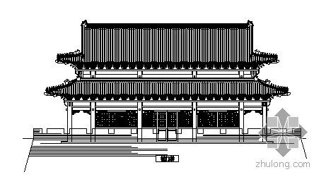 古建长廊立面图资料下载-某城门楼仿古建筑立面图