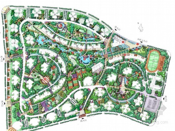 园林式住宅小区资料下载-[重庆]公园式住宅小区景观方案设计