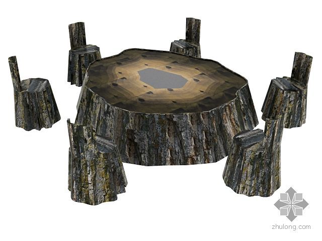 su树桩模型资料下载-树桩桌椅子组合