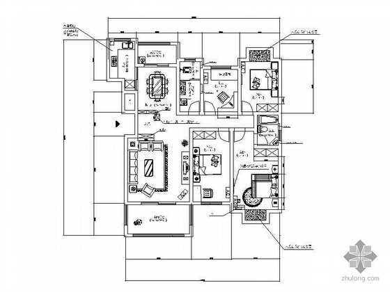 150平四室两厅户型图资料下载-四室两厅设计图