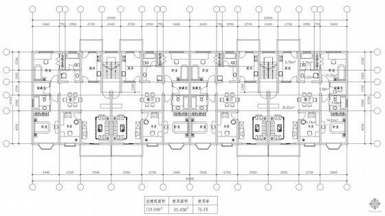 一梯两户125户型资料下载-板式多层一梯两户户型图(125/125)