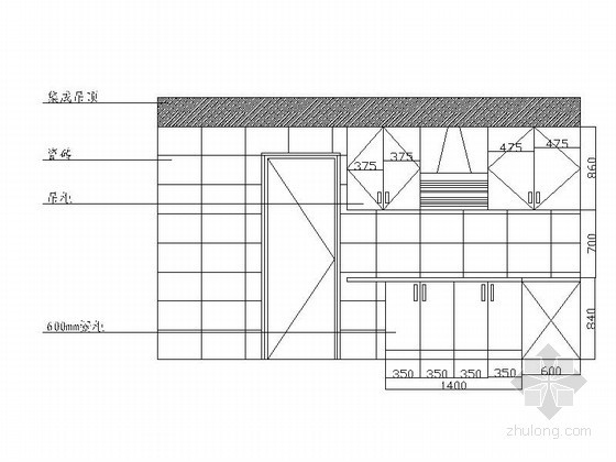 中式厨房背景墙立面图资料下载-[贵阳]某四居室厨房立面图（含效果）