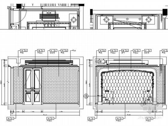 [上海]现代简欧三居室样板房E户型装修施工图立面图