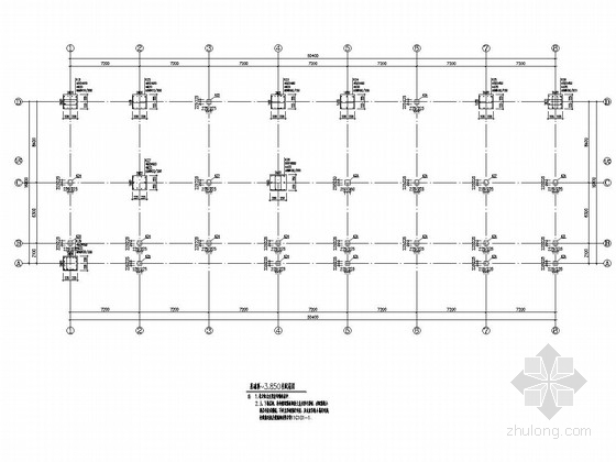 [江苏]四层框架结构生产辅助楼结构图-基础顶~3.850柱配筋图 
