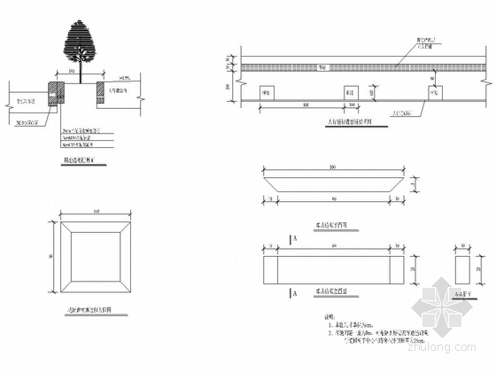 [浙江]城市支路道路工程及排水工程施工图设计38张-树池大样图