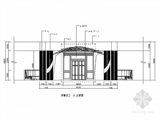 [江苏]质朴悠闲又宁静的西餐厅室内施工图（含汇报方案）-质朴悠闲又宁静的西餐厅室内施工图（含汇报方案）立面图 