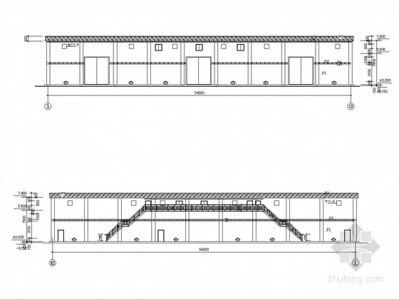 悬挑钢梁结构仓库改造工程设计套图（44张）-仓库立面图 