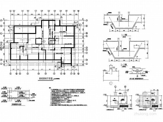 33层剪力墙结构高层住宅结构施工图（筏板基础 CFG地基）-筏板基础平面图 