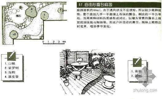 别墅露台景观设计施工图资料下载-自由形露台庭院景观设计图