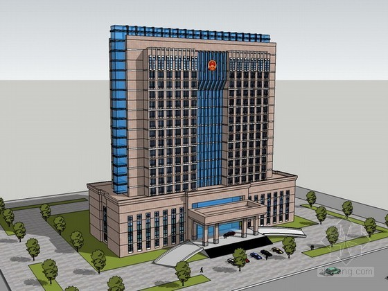 汉唐建筑的办公楼资料下载-行政办公楼建筑sketchup模型下载
