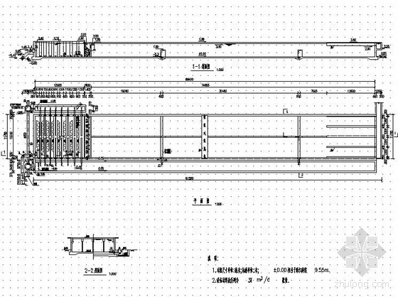 沉淀池工艺图dwg资料下载-折板絮凝、平流沉淀池工艺图