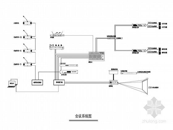 小学弱电施工图纸-会议系统图 