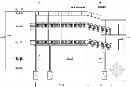 汀步组合结构图资料下载-医院门诊楼人行天桥钢混组合结构施工图