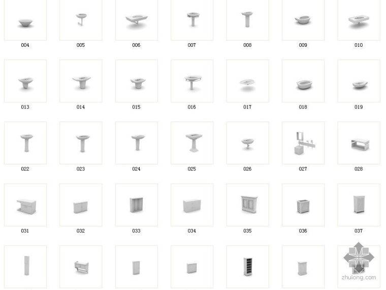 卫生间洁具模型资料下载-50款卫生间洁具模型
