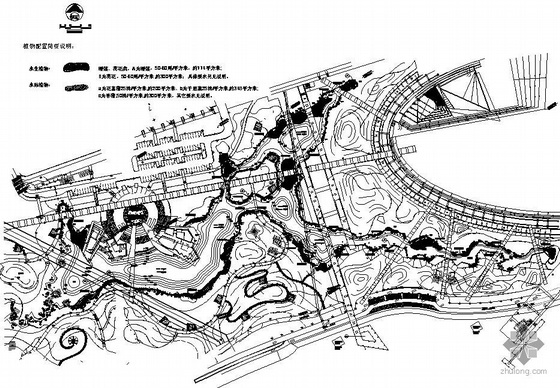 公园植物配置图cad资料下载-某公园人工湖水生植物配置图（包含技术要求）