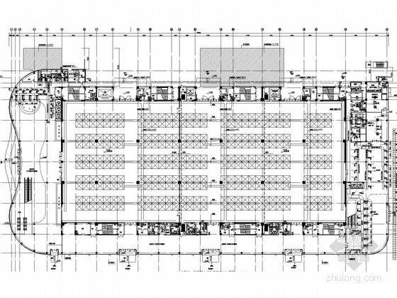 [上海]高层商业办公综合项目空调通风及防排烟系统设计施工图（机房设计）-会展楼一层平面空调及通风系统布置图 