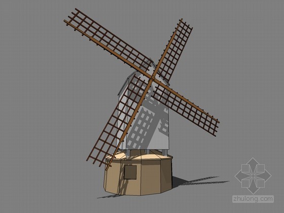 荷兰风车3d模型资料下载-风车磨房SketchUp模型下载