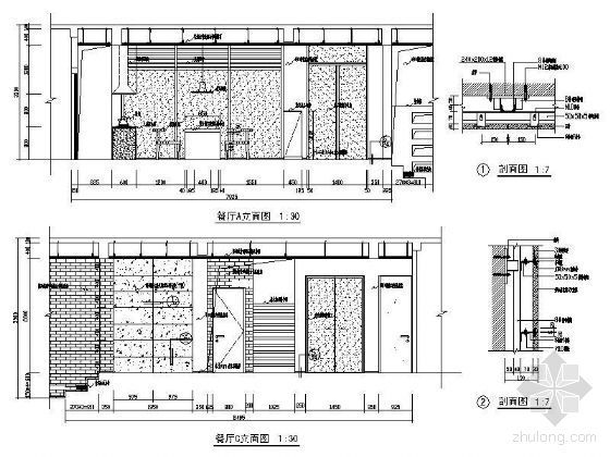 餐厅CAD家具立面资料下载-餐厅主立面详图