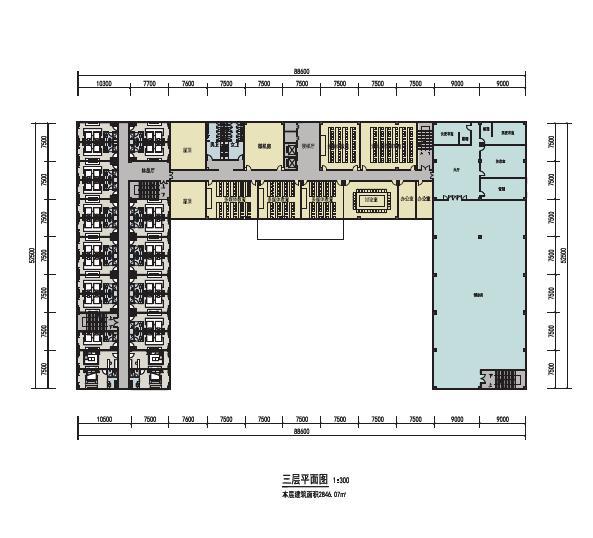 [新疆]四层现代风格U形平面布局党校综合楼建筑设计方案文本-四层现代风格U形平面布局党校综合楼建筑平面图