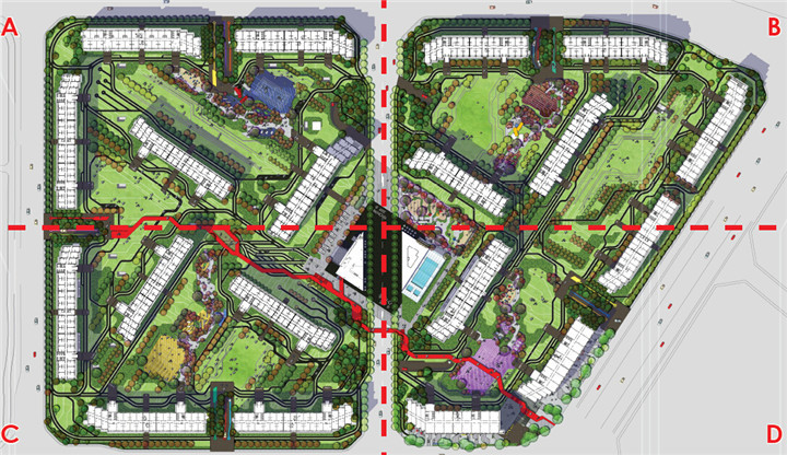 居住区绿地布置资料下载-[北京]现代化环保居住区景观设计深化方案