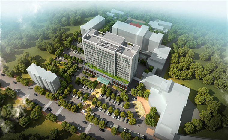 医院建筑景观规划设计案例鸟瞰效果图-医院效果图 (5)