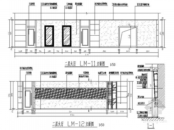 [西安]现代清新风格品牌连锁火锅店设计装修施工图（含效果）大厅立面图