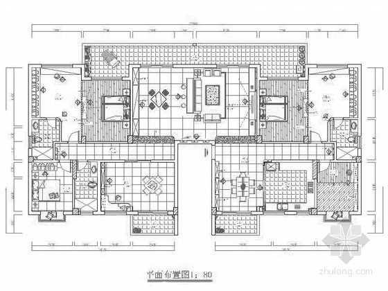 室内家装装修标准施工图资料下载-[江苏]时尚四居室家装装修施工图