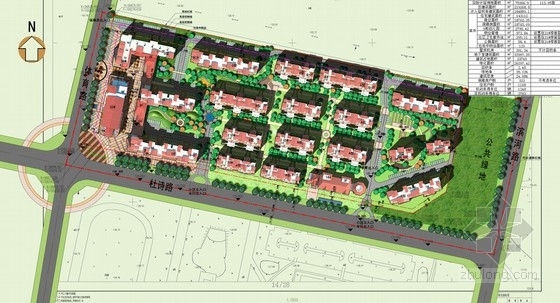 [河南]托斯卡纳风格住宅小区规划设计方案文本（含住宅及幼儿园cad）-托斯卡纳风格住宅小区规划设计方案总平面图 