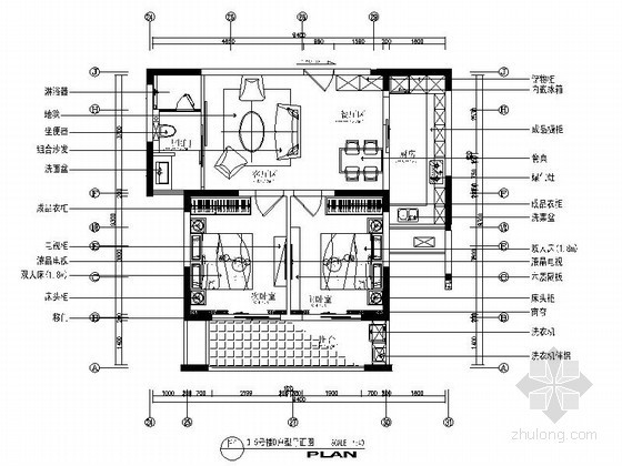 85平米两居室装修图纸资料下载-简欧两居室住宅装修图