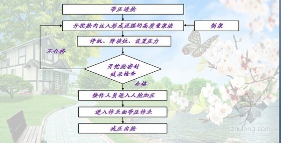 浅埋湖底隧道施工技术案例解读（PPT）-带压0.3MPa进舱作业工艺流程图 