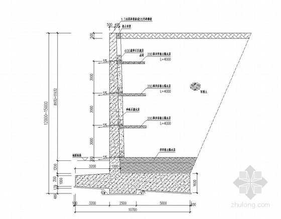 建筑施工图设计挡土墙资料下载-扶壁式挡土墙边坡防护施工图（4~15米）