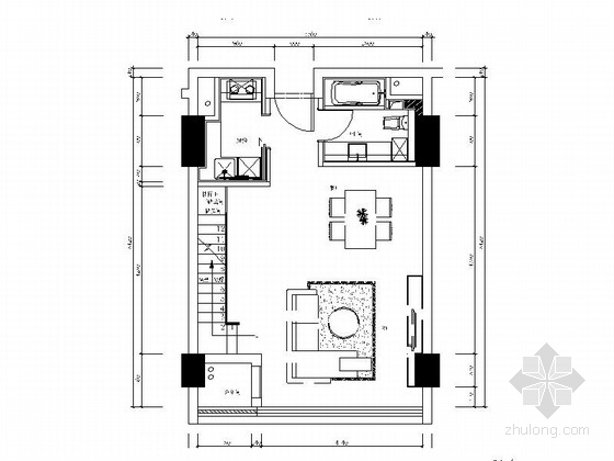 54平户型cad资料下载-[上海]精品商务楼54平LOFT风格两层住宅室内装修施工图