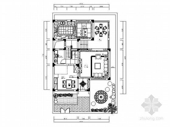 玄关酒柜图资料下载-[江苏]新港名城花园新中式三层别墅室内装修设计施工图(含效果)