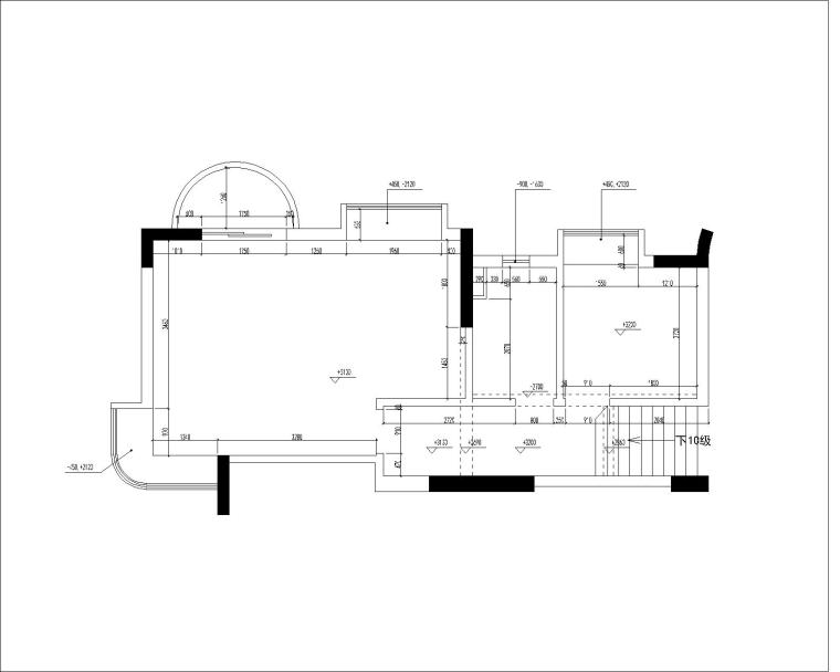 西安怡宝花园别墅室内设计施工图（含效果图）-一层原始平面图JPG