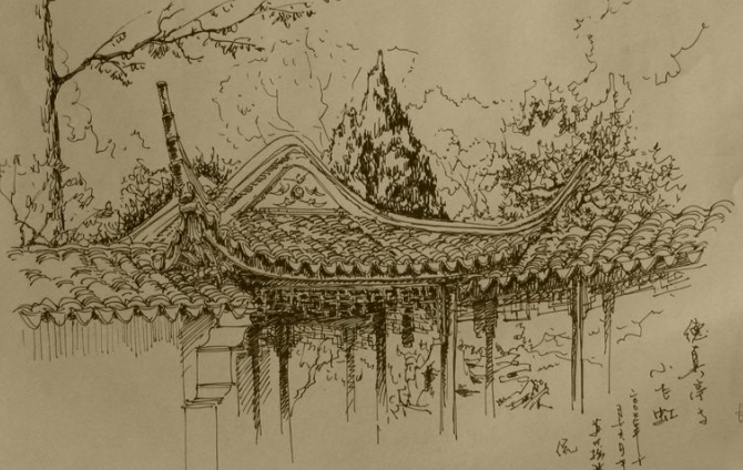 苏州园林景观别墅资料下载-苏州园林手绘