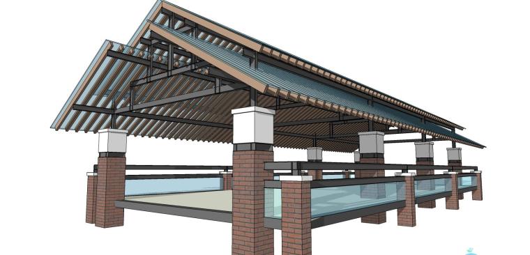 木质廊架3d模型资料下载-古典风格廊架构架模型设计.skp