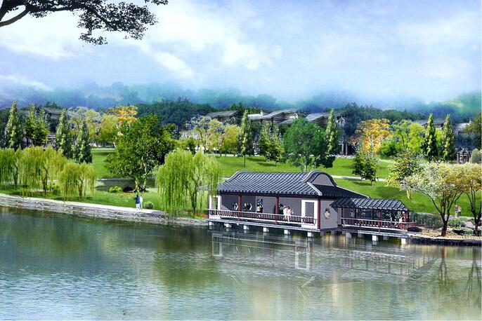 [江苏]龙润山庄茶场改造生态园景观规划设计（道教圣地－茅山）-龙润山庄茶场改造生态园景观规划（道教圣地－茅山）-04水榭效果图