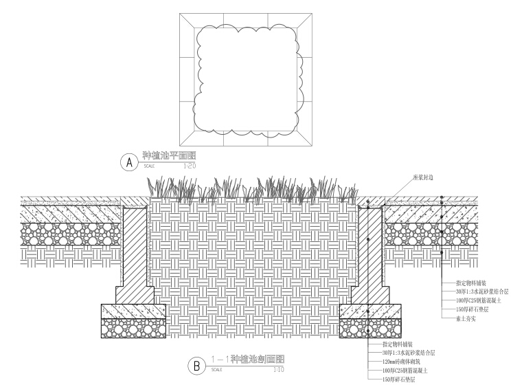 [上海]养老地产--绿城乌镇雅园景观设计施工图+相关资料-种植池（3）详图