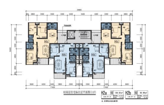 [陕西]高层新中式风格住宅建筑设计方案文本（含叠拼洋房）-高层新中式风格住宅建筑平面图