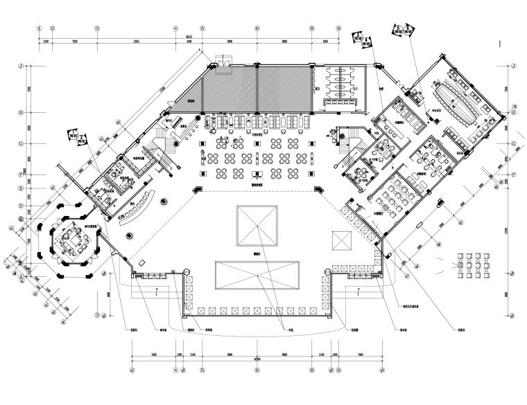 售楼展示大厅施工图资料下载-欧式风格大型房地产售楼处装修施工图（附效果图）