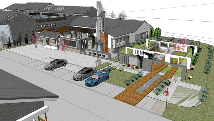 新农村CAD图纸资料下载-新中式风格新农村民居SketchUp模型