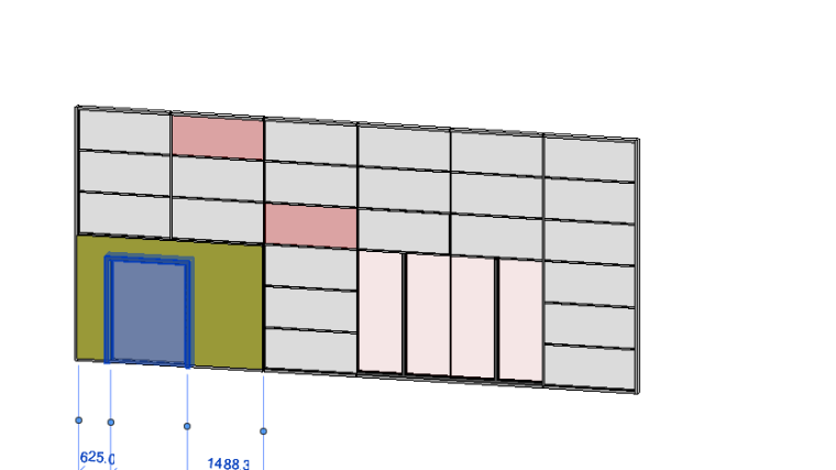 BIM族墙资料下载-第六次作业 幕墙网格、竖挺、嵌板、实心墙、幕墙族门、颜色调整